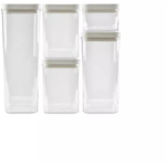 Sausās pārtikas uzglabā&scaron;anas trauku komplekts 0,5L+2x1,2L+1,8L+2,4L Kara caurspīdīgs/balts
