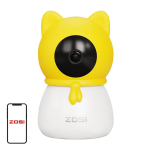 ZOSI C516 4MP HD 355&deg; Wi-Fi IP-kaamera p&ouml;&ouml;ratav (pan 355&deg;/kallutus 60&deg;) 4 MP 2.5K Super HD &ouml;&ouml;n&auml;gemine kahepoolne heli liikumise ja n&auml;o tuvastus microSD pesa USB-C toide valge-kollane