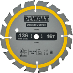 Dewalt Ringsaagiteras DT1946-QZ 136mm, 10mm, 16T, 1.86mm, 1mm, C2 karbiid, ATB hambad, 1 tk
