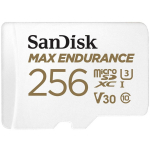 Sandisk MAX ENDURANCE 256 GB MicroSDXC UHS-I Class 10 SDSQQVR-256G-GN6IA, 256 GB, 100 MB/s, 40 MB/s, U3, V30, SD adapter