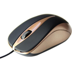 Media-Tech optiline hiir PLANO MT1091MO, USB 5V, must, kuldne, universaalne kuju, 3 nuppu, 1 kerimisratas