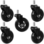 Geko Kummist tooli rattad G71551, 75mm, 45kg, 5tk, PU, 11x22mm, 360&deg; p&ouml;&ouml;ramine, kahekordsed kuullagendid 608