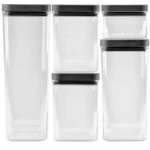 Sausās pārtikas uzglabā&scaron;anas trauku komplekts 0,5L+2x1,2L+1,8L+2,4L Kara caurspīdīgs/tum&scaron;i pelēks