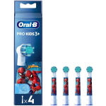 Braun EB10-4 Spiderman, 4 tk, laste hambaharja otsik, 3+, pehmed harjased, &uuml;mmargune pea, indikaatorharjased, sobib Oral-B Kids