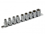 TORX uzgaļu komplekts E10-E24, CrV tērauds, 1/2" piedziņa, 10 gab., G10160, GEKO