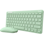Trust klaviatuur ja optiline hiir Lyra/24942, traadita, 3 seadet, USB Type-C, 1200 DPI, roheline, mini, 2 tk.