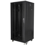 Lanberg Rack Cabinet FF01-6627-12B, 27U, 600x600mm, must, karastatud klaasist uks, 2 ventilaatorit 230V