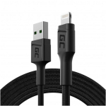 Green Cell KABGC18 lightning kaabel 2 m Must, 2m, Lightning, USB A, 1 tk