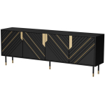 Cama Meble MOUNTAIN kummut 207002, 204x40x72 cm, 4 ust, 4 riiulit, MDF, must/kuldne, modernne