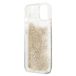 Guess &uuml;mbris iPhone 13 Mini 5,4 jaoks GUHCP13SLGPEGO kuldne k&otilde;va &uuml;mbris Peony Liquid Glitter
