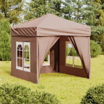 vidaXL kokkupandav peotelk seintega, pruunikashall, 2 x 2 m