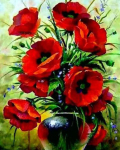 Maalimine numbrite j&auml;rgi - maalimise komplekt 40 x 50 cm, "Poppies Bouquet"
