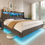 Kahekohaline voodi 140x200, LED valgustus, USB-C, hall