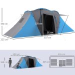 Tunneltelk 555x225x190 cm Hall+Sinine Veekindel Telkimiseks