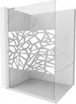 Mexen Kioto+ L du&scaron;isein riiuliga Walk-in 70 x 200 cm, valge muster, harjatud nikkel - 800-070-123-97-85