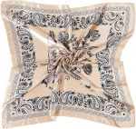 Paisley mustriga siidsall, beež, 90 x 90 cm