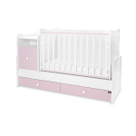 Muudetav lastevoodi Lorelli Trend Plus New, 110x62/161x62 cm, valge/roosa
