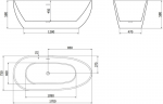 Mexen Eos vabaduseisv vann 170 x 75 cm, valge, kroom&uuml;levool - 52471707500-01, 170 x 75 cm