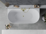Mexen Oval Slim vabalt seisev seinavann 170 x 80 cm, valge/hall, kuldne harjatud &uuml;levool - 52661708062-55, 170 x 80 cm