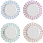 Desserttaldrik, Stripy pastel, D19 cm, Bombay Duck, piparm&uuml;nt/roosa