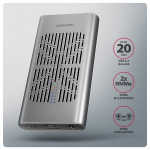 V&auml;lise k&otilde;vaketta adapter Axagon AXAGON EEM2-20GD, v&auml;line USB-C 20 Gbps korpus kahele M.2 NVMe SSD-kettale kloonimisfunktsiooniga