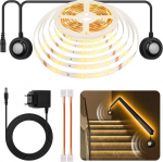 Liikumisanduriga LED-riba 5 m kahepoolne valgusriba voodi alla valge &mdash; trepivalgustus, &ouml;&ouml;lamp magamistuppa, nutikas koduvalgustus, m&ouml;&ouml;bli valgustus, esiku valgustus, iseliimuv led riba, kapi valgustus