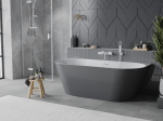 Mexen Oval Slim vabas seisev seinavann 170 x 80 cm, valge/hall, valge &uuml;levool - 52661708062-20, 170 x 80 cm