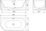Mexen Gia iseseisev nurgavann, sooneline, parem 150 x 75 cm, must matt, &uuml;levool must - 52701507571P-70, 150 x 75 cm