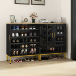 Kingakapp, 70x35x93 cm, Must, Reguleeritavad riiulid, Puit ja metall