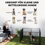 Kutsikate jooksutsoon, koerte jooksutsoon, kutsikate aedik, 8 paneeliga uks, kokkupandav ja kaasaskantav koeraaed, teras, must, Juoda
