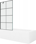 Mexen Vega ristk&uuml;likukujuline vann 180 x 80 cm koos korpuse ja &uuml;heosaline vaheseinaga 90 cm, must muster - 550118080X9509007077