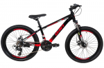 Maastikuratas 24", 9&ndash;12 aastat, shimano, kerge raam 11", 130&ndash;155 cm, 21 k&auml;iku ,alumiinium, vedrustus, must/punane, Davi Montaro