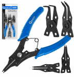 Geko Seeger circlip pliers G01687 160 mm, vahetatavad otsikud 4 tk, sirged &times;2, 45&deg;, 90&deg;, ergonoomilised