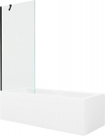 Mexen Cubik ristk&uuml;likukujuline vann 160 x 70 cm koos korpuse ja 1-osalise 80 cm l&auml;bipaistva musta vaheseinaga, Mexen Cubik stačiakampė vonia 160 x 70 cm su apdaila ir vienos dalies užuolaida 80 cm, permatoma, juoda