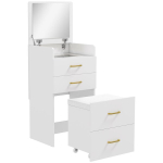 Tualettlaud 3-in-1 peegli, sahtlite ja taburetiga, valge