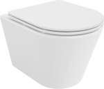 Mexeni Rico Rimfree Tornado WC-pott aeglaselt sulguva slim duroplast-istmega, valge l&auml;ige - 30720300T, Mexen Rico wc dubuo be apvado Tornado su lėtai nusileidžiančiu dangčiu, plonas, duroplastikas, blizganti balta - 30720300T