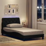 vidaXL voodiraam LED-iga ilma madratsita Must 100x200 cm kangas