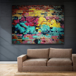 Graffiti Telliskiviseinaga Fototaust Pol&uuml;ester Pickify, 230*180cm/90.5*70.8inch