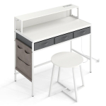 Meigilaud ja tabureti komplekt 110x50x95.5 cm valge, panipaik