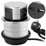 Usb-c-ga s&uuml;vistatav lauapikenduskaabel, 3x230v, h&otilde;bedane