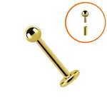 Titaanist kuldne Pvd labret 1,2x7 g.w. 0,8mm alus 4mm kuul 3mm