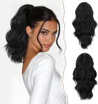 S&uuml;nteetilised Juuksepikendused Ponytail Sintetiline Laineline Must 35 cm