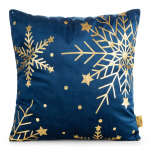J&otilde;ulupadjakate 45x45 cm, tumesinine velvet &scaron;ampanjav&auml;rvi lumehelvestega 210 g/m&sup2;
