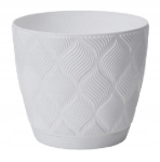 Lillepott valge 13.7x14.8cm ECO classic plastist koos alusega Flow Petit