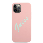 GUHCP12LLSVSPG Guess Silicone Vintage Green Script Cover for iPhone 12 Pro Max 6.7 Pink