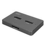 V&auml;lise k&otilde;vaketta adapter Digitus SSD dokkimisjaam DA-71546-1, 2x M.2 NVMe/SATA, SD Express 7.1, USB-C 3.2 Gen2 10Gb/s, 2x 4TB, must