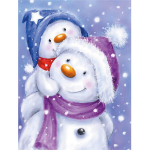 Maalimine numbrite j&auml;rgi - maalimise komplekt 30x40 cm. "Happy Snowman Family"