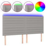 vidaXL LED-voodipeats, helehall, 200x5x118/128 cm, kangas, Pilka