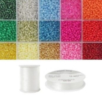 Niidid ja klaasist &uuml;mmargused toruhelmed 12/0 RainBow&reg; 15 erksat v&auml;rvi 10 g komplekt