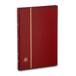 V&auml;ikeformaadiline markide album Leuchtturm BASIC LS 4/8, A4 formaat, 16 musta lehek&uuml;lge, punane